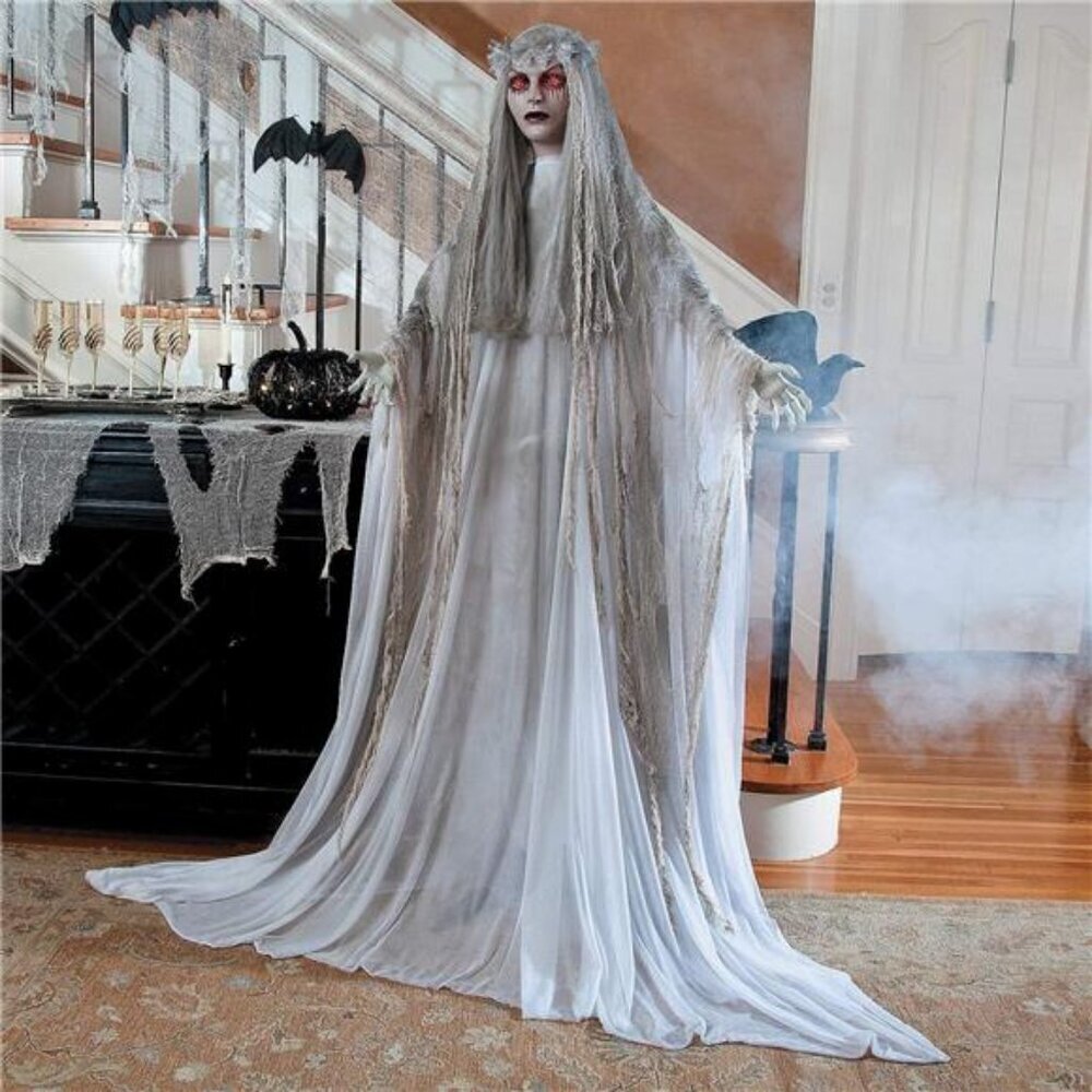 Standing Ghost Girl Halloween Decoration, 5 feet 7 inch, Plastic and Metal